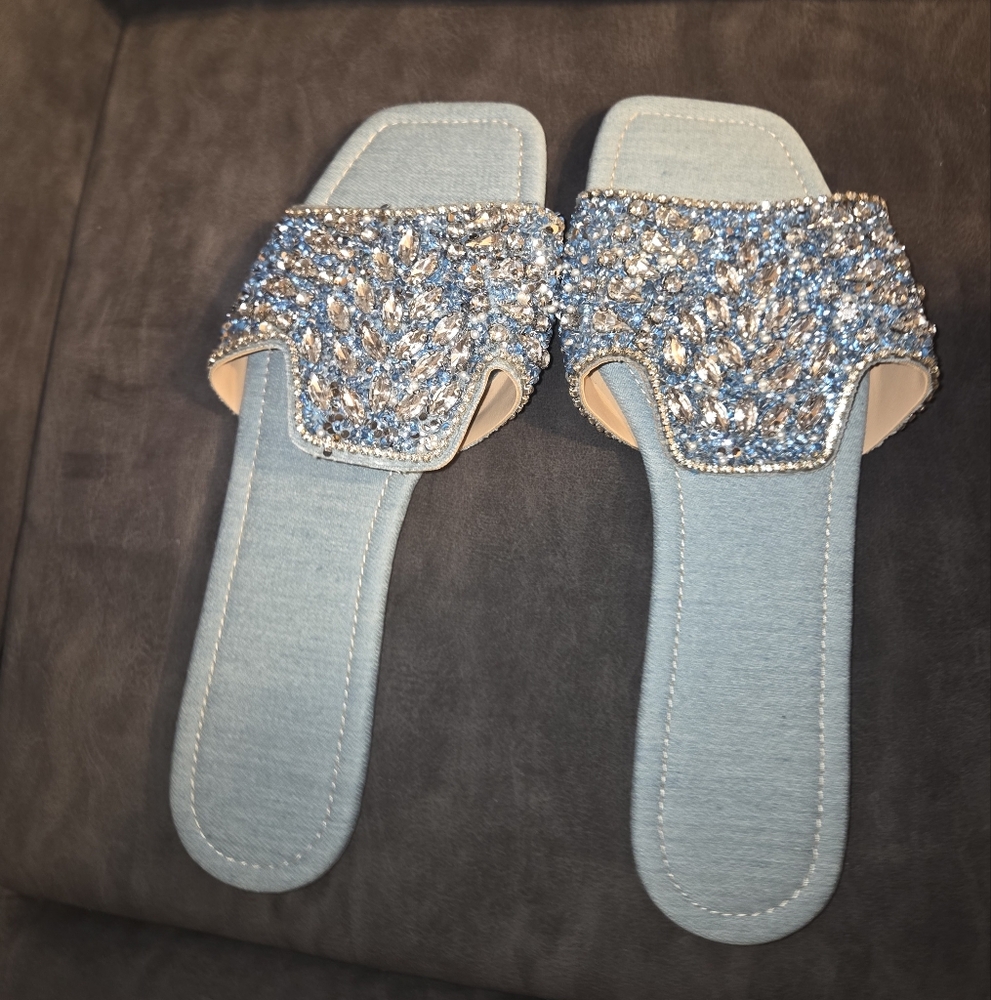 Elegant Blue Embellished Women's Sandals